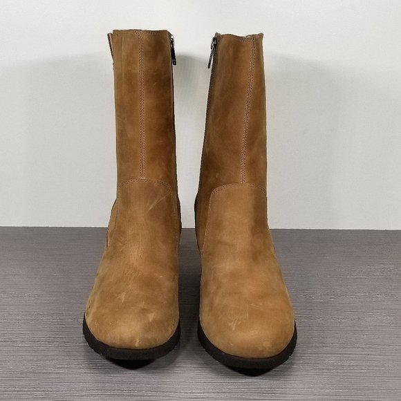 UGG Joely Shearling Lined Wedge Boot Chestnut Leather, Womens Size 9.5 US / 40.5 - Picture 3 of 14